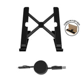 BRELA - @memorii Set of Recycled Laptop Stand and retractable cable - Black