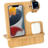 TRABEN - eco-neutral 3-in-1 Bamboo 10W Simultaneous Charging Station