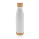 ODESSA - Giftology Double Wall Stainless Bottle with Bamboo Lid and Base - White