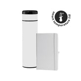 SARGAN - Vacuum Flask with Temperature Lid and Notebook Gift Set - White