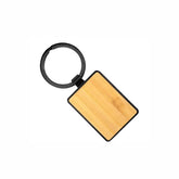 Promotional Rectangular Metal Key-chain with Bamboo