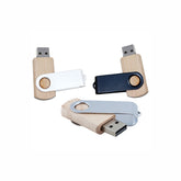 Metal Swivel Wooden USB Flash Drive
