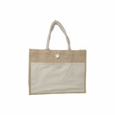 JUTE BAG WITH BLACK CANVAS POCKET