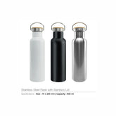 Stainless Steel Flask with Bamboo Lid