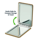 Rectangle Pocket Mirror, Double-Sided Foldable with Cork Finish Cover