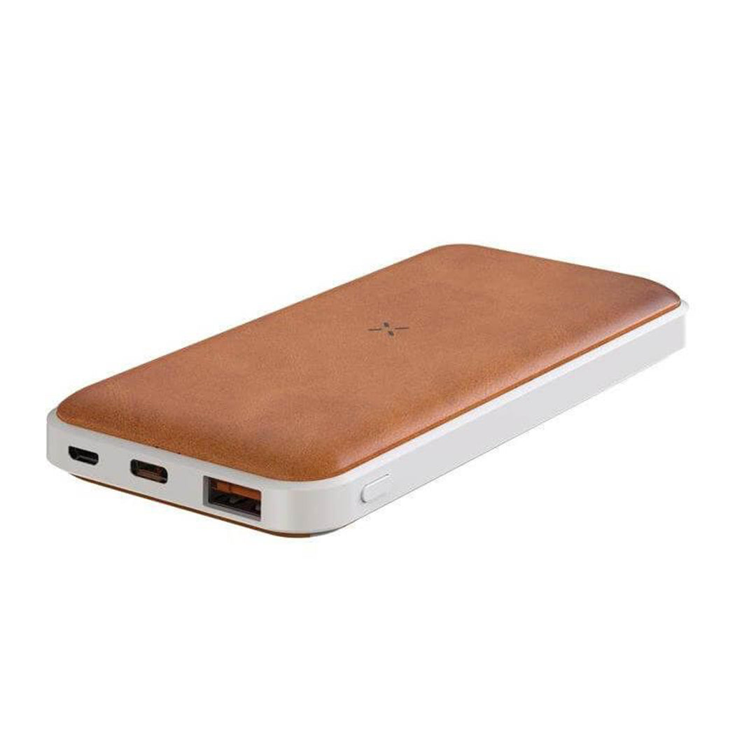 ALBECK - Recycled Leather 10000mAh PD Powerbank - White/Tan