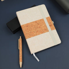 ERDUDFYL - Cork + RPET Notebook and Bamboo Pen Gift Set