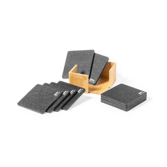 LAAX - eco-neutral RPET Set of 6 Felt Coasters with Bamboo Stand