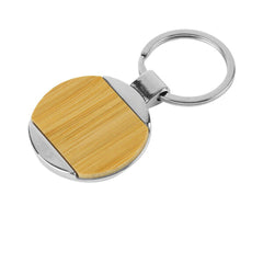 Round Bamboo and Metal Keychains Size 32mm