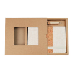 ERDUDFYL - Cork + RPET Notebook and Bamboo Pen Gift Set