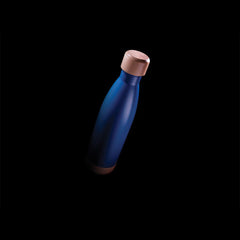 ODESSA - Giftology Double Wall Stainless Bottle with Bamboo Lid and Base - Blue