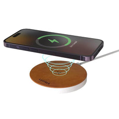ANZIO - Recycled Leather 15W Wireless Charger - White/Tan