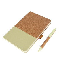 BORSA - eco-neutral A5 Cork Fabric Hard Cover Notebook and Pen Set - Green