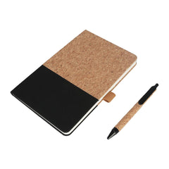 BORSA - eco-neutral A5 Cork Fabric Hard Cover Notebook and Pen Set - Black