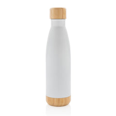 ODESSA - Giftology Double Wall Stainless Bottle with Bamboo Lid and Base - White