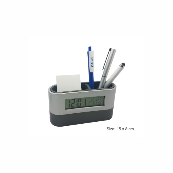 Desk Clock With Items Holder