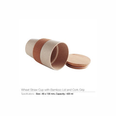 Wheat Straw Cups with Bamboo Lid and Cork Grip