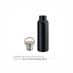Stainless Steel Flask with Bamboo Lid