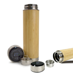 BAMBOO TEMPERATURE LED DISPLAY BOTTLE