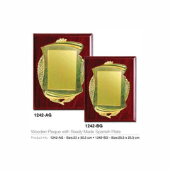 Wooden Plaque Gold Laserable Plate QS-MA1806
