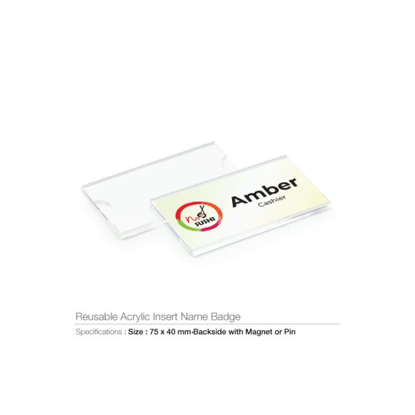 eusable Acrylic Insert Name Badges