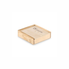 Playing set with 54 cards and 5 dice. Presented in wooden box.