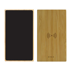 LIGHT UP LOGO BAMBOO WIRELESS POWER BANK