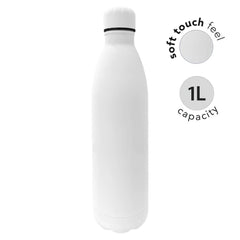 Executive Soft-Touch Insulated Water Bottle – 1L Pristine White