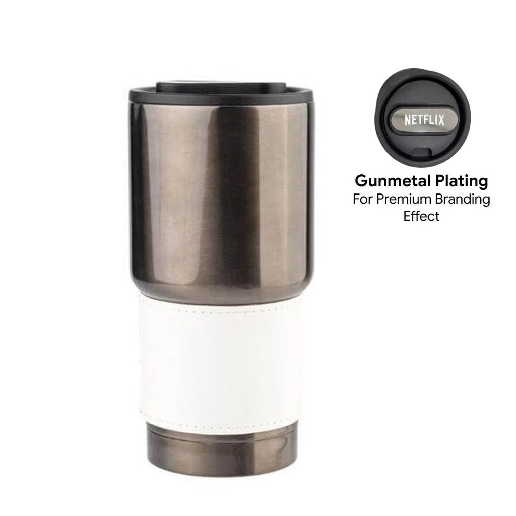 Executive Insulated Tumbler with Premium Grip Sleeve – 530ml (White)