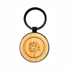 Promotional Round Metal Key-chain with Bamboo