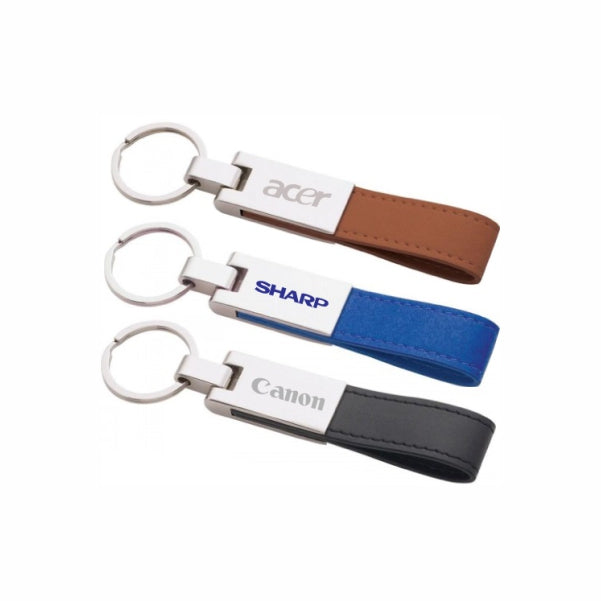 Promotional Metal Keychains with Leather Strap