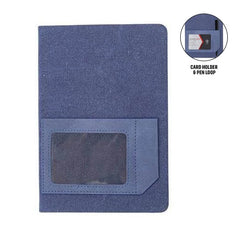 Executive Recycled Canvas A5 Journal – Navy & Tan Edition