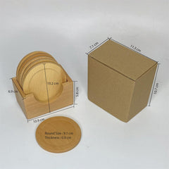 WOOD COASTERS WITH HOLDER