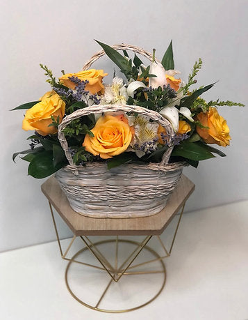 Captivating Yellow Roses in a Basket
