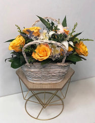 Captivating Yellow Roses in a Basket