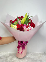 Blushing Lily & Roses Bouquet
