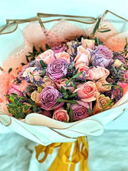 Romantic Pink & Purple Roses Bouquet