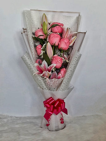 Pink Lily & Rose Bouquet