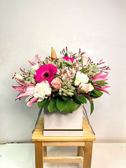 White and Pink Flowers in a Box
