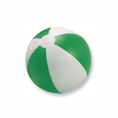Inflatable beach ball with coloured stripes