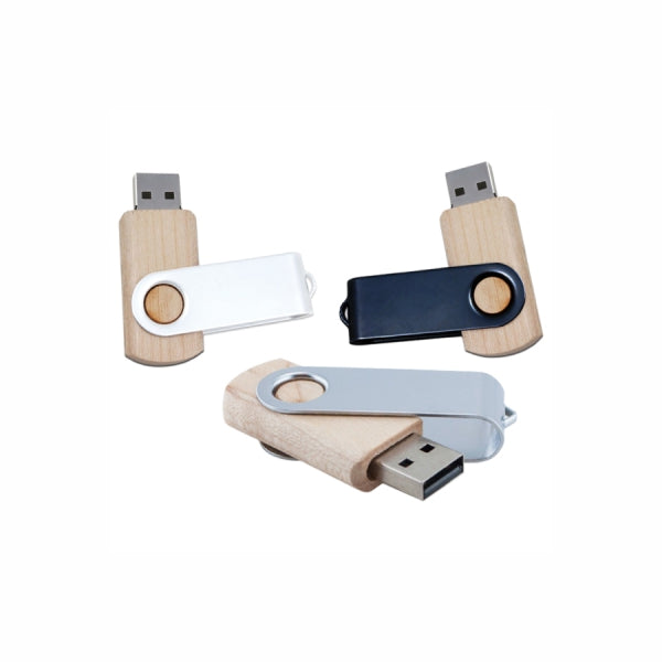 Metal Swivel Wooden USB Flash Drive