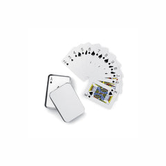 Classic playing cards in a silver tin box. 54 cards.