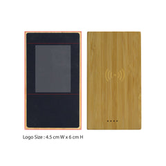 LIGHT UP LOGO BAMBOO WIRELESS POWER BANK