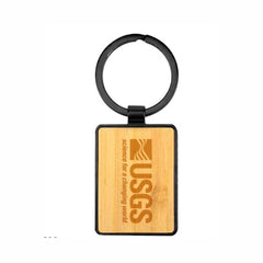 Promotional Rectangular Metal Key-chain with Bamboo