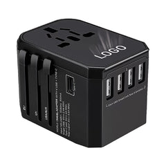 LIGHT UP LOGO TYPE-C + 4 USB PORT UNIVERSAL TRAVEL ADAPTER