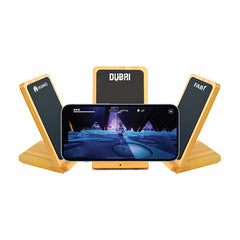 BAMBOO PHONE HOLDER WIRELESS CHARGER LIGHT UP LOGO