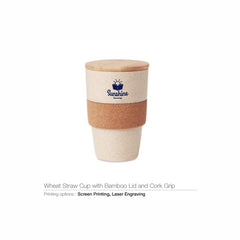 Wheat Straw Cups with Bamboo Lid and Cork Grip