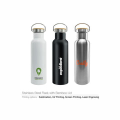 Stainless Steel Flask with Bamboo Lid