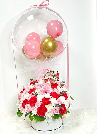 Hot Air Balloon and Flowers in a Box