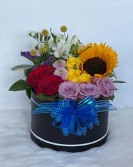 Festive Arrangement of Mixed Flowers in a Box